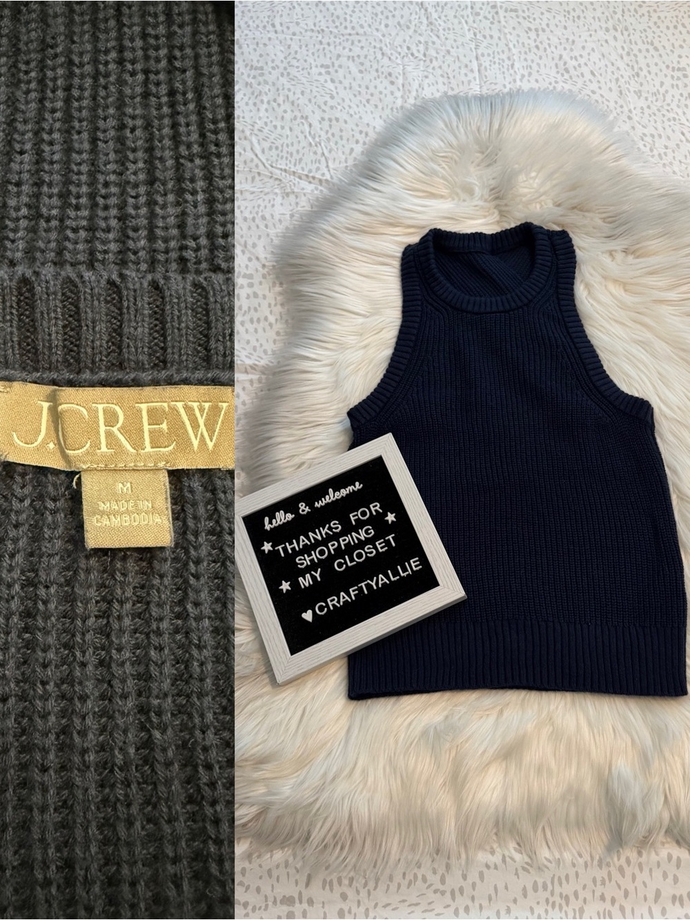 J. Crew Navy Knit Sleeveless Sweater Tank | Women’s Medium